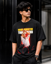 NoFilterClub black Chief Minister Thalapathy oversized graphic t-shirt