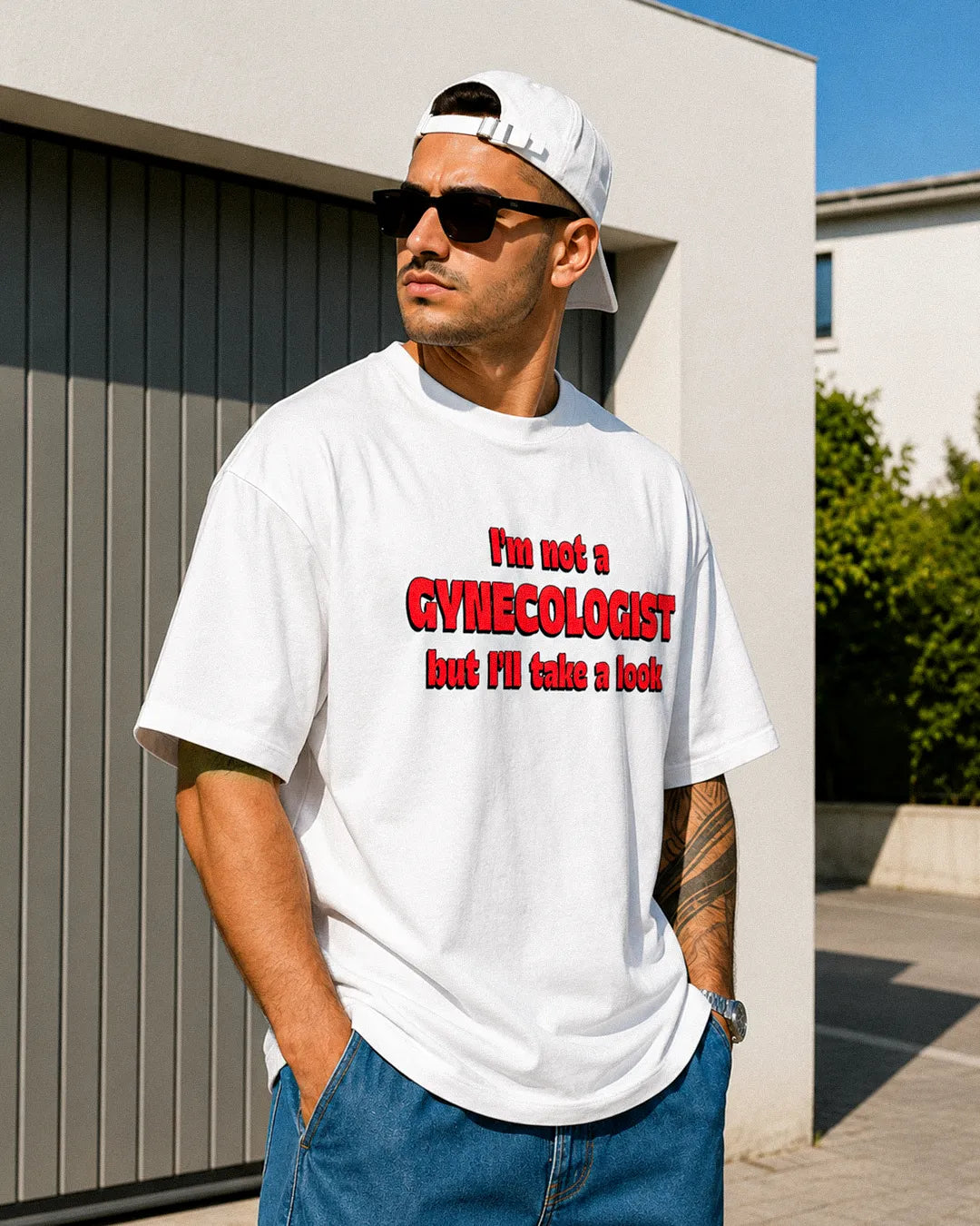 Premium white oversized streetwear graphic tee by NoFilterClub