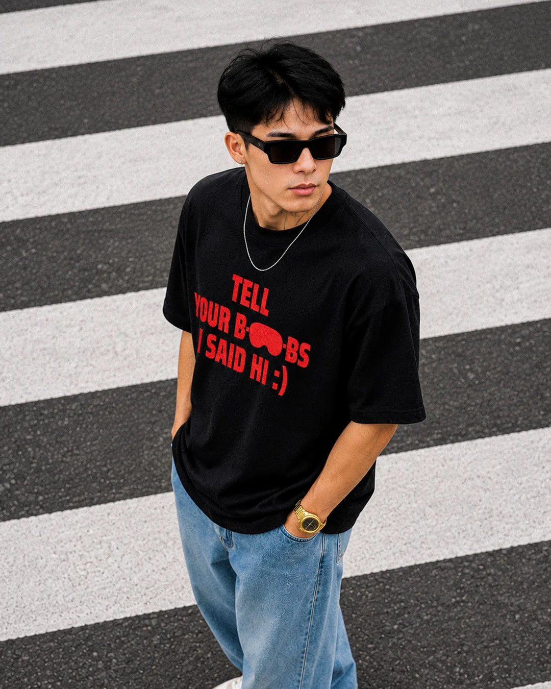 Black heavyweight cotton oversized typography t-shirt
