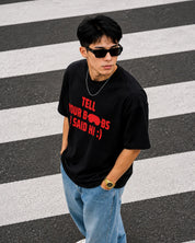 Black heavyweight cotton oversized typography t-shirt