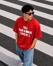 Premium red oversized graphic streetwear tee