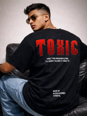 Black TOXIC oversized graphic t-shirt by NoFilterClub back view
Premium black oversized streetwear t-shirt with TOXIC graphic print
Black heavyweight oversized unisex graphic tee